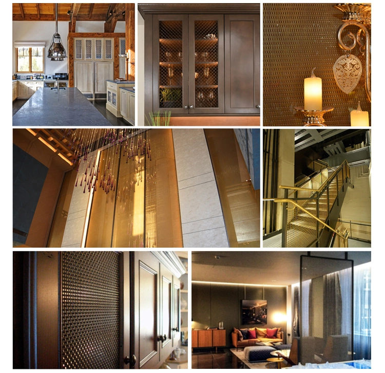 Dekoracyjna sieć z płaskiej drutu z stali nierdzewnej do szaf meblowych 2