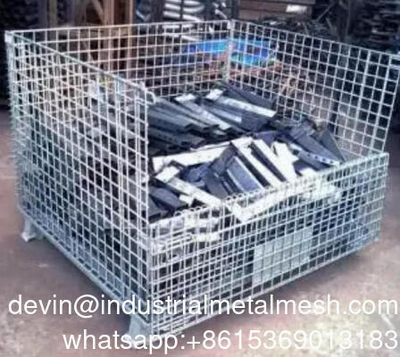Foldable Wire Mesh Container With Q235 Steel Material for Industrial Warehouse Storage