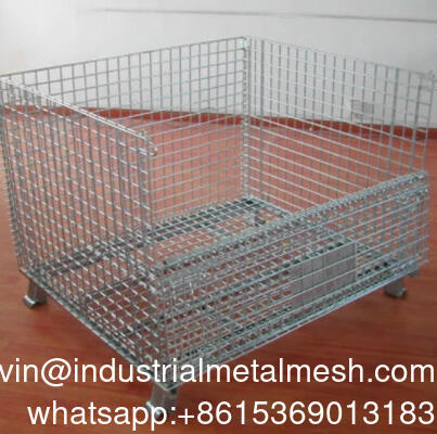 Heavy Duty Capacity Warehouse Mesh Box Wire Cage Metal Bin Storage Containers