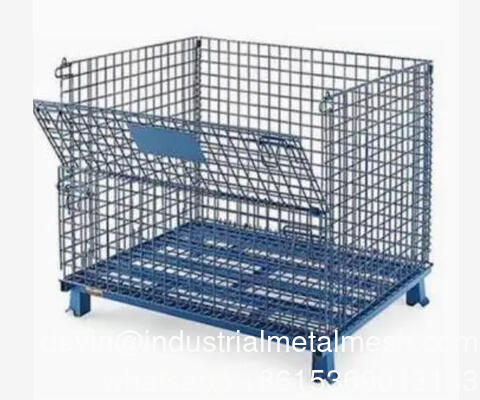 Welded Mesh Cage Mesh Wire Foldable Forklift Folding Metal Stacking Container Pallet Cage